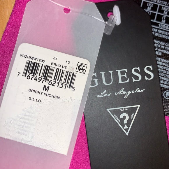 Guess Fuchsia Sheer Layered Open Back Tank - Picture 7 of 8